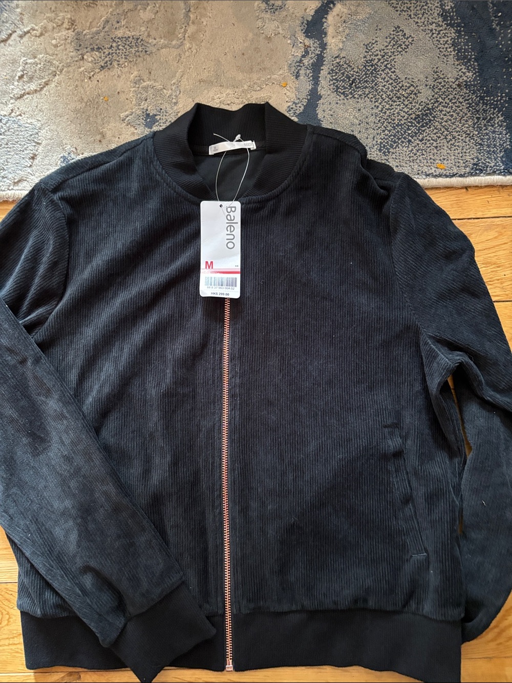 Womens Black Velour  Zip-Up Jacket